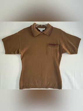 Vintage Evan-Picone Brown Knit Polo Top Sweater M
